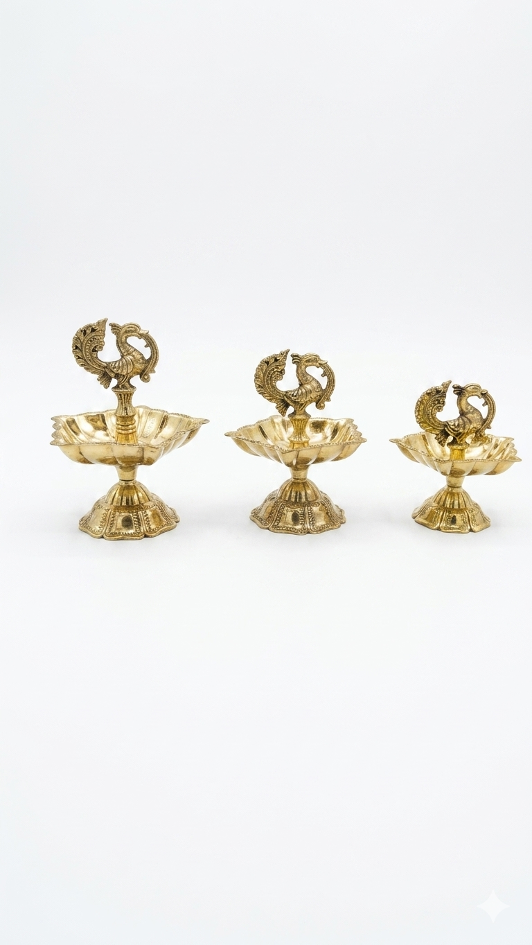 Brass Peacock Deep – Traditional Peacock Design Pooja Diya