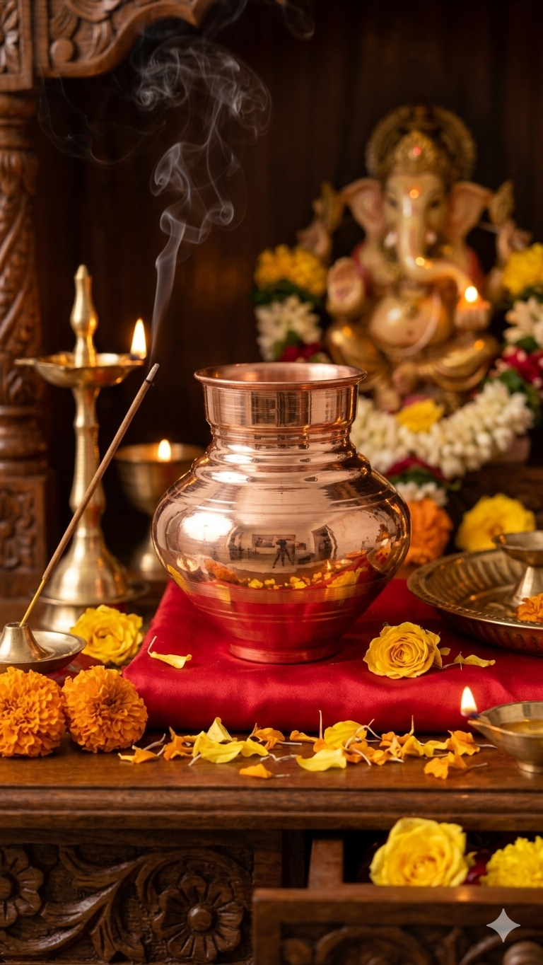 Premium Copper Kalash (4 Sizes Available) – Pure Copper Pooja Kalash for Mandir & Rituals