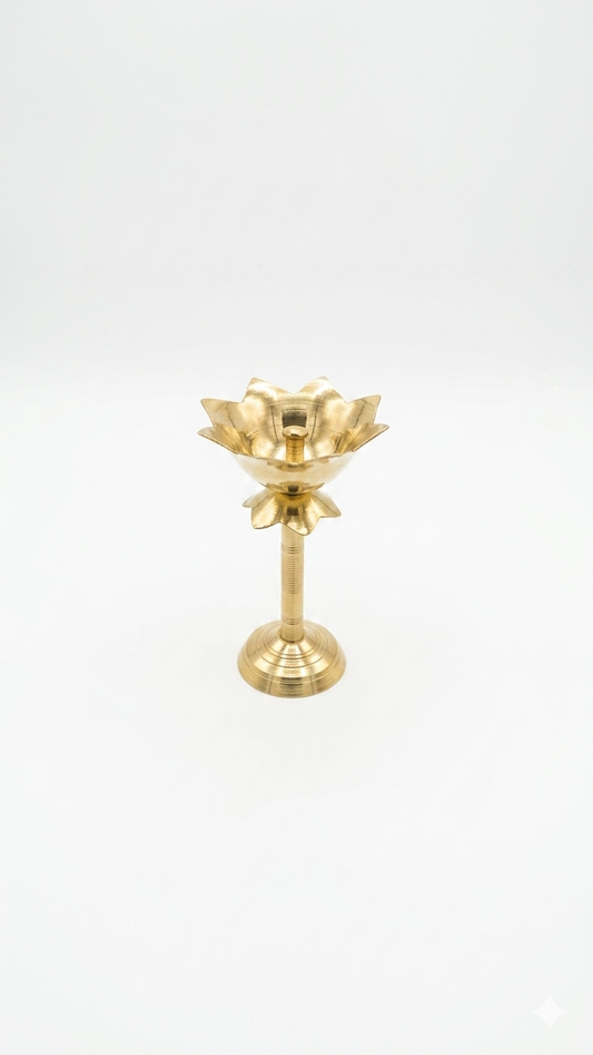 Brass Kamal Deep Stand – Lotus Design Pooja Diya Stand