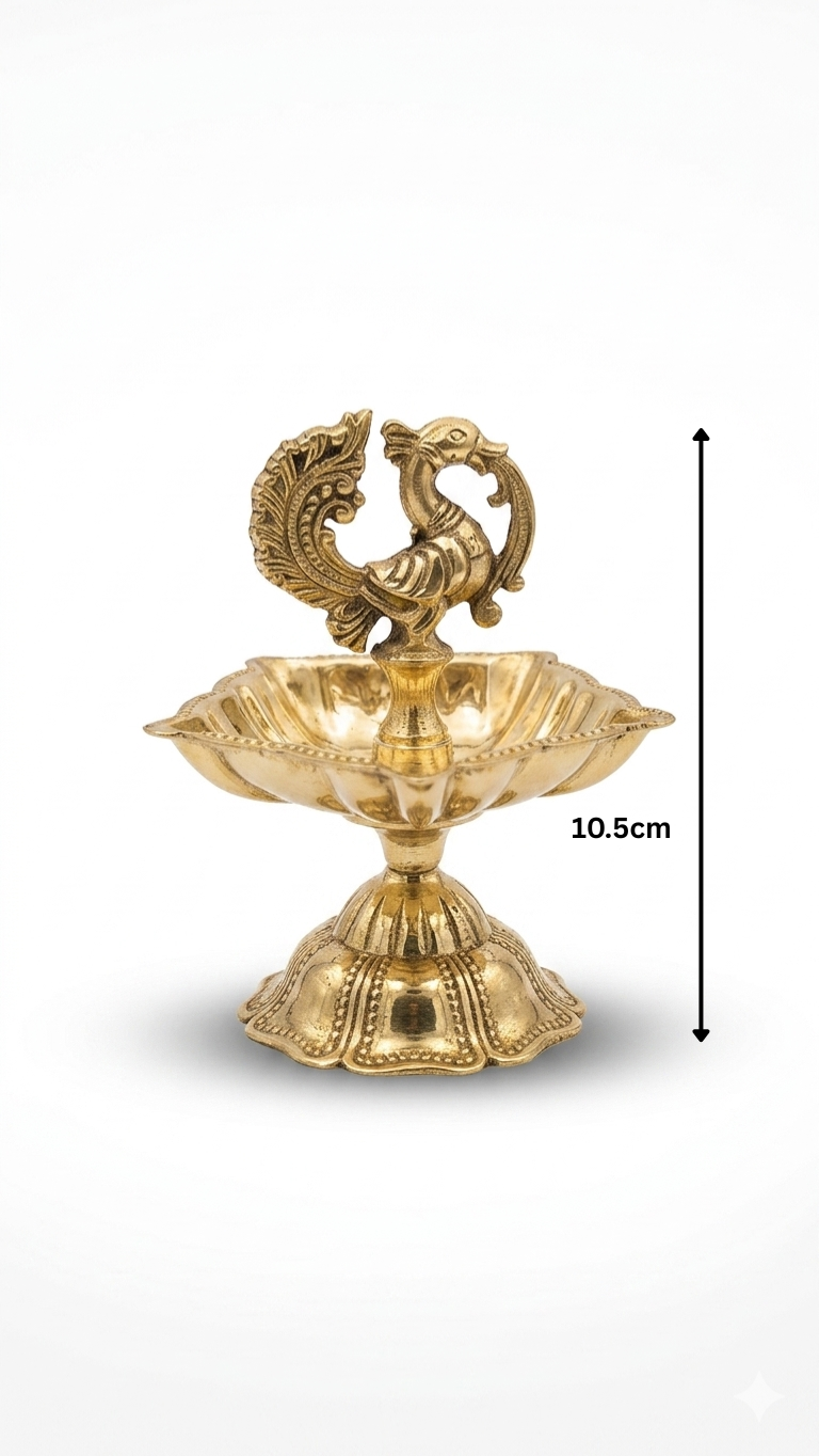 Brass Peacock Deep – Traditional Peacock Design Pooja Diya