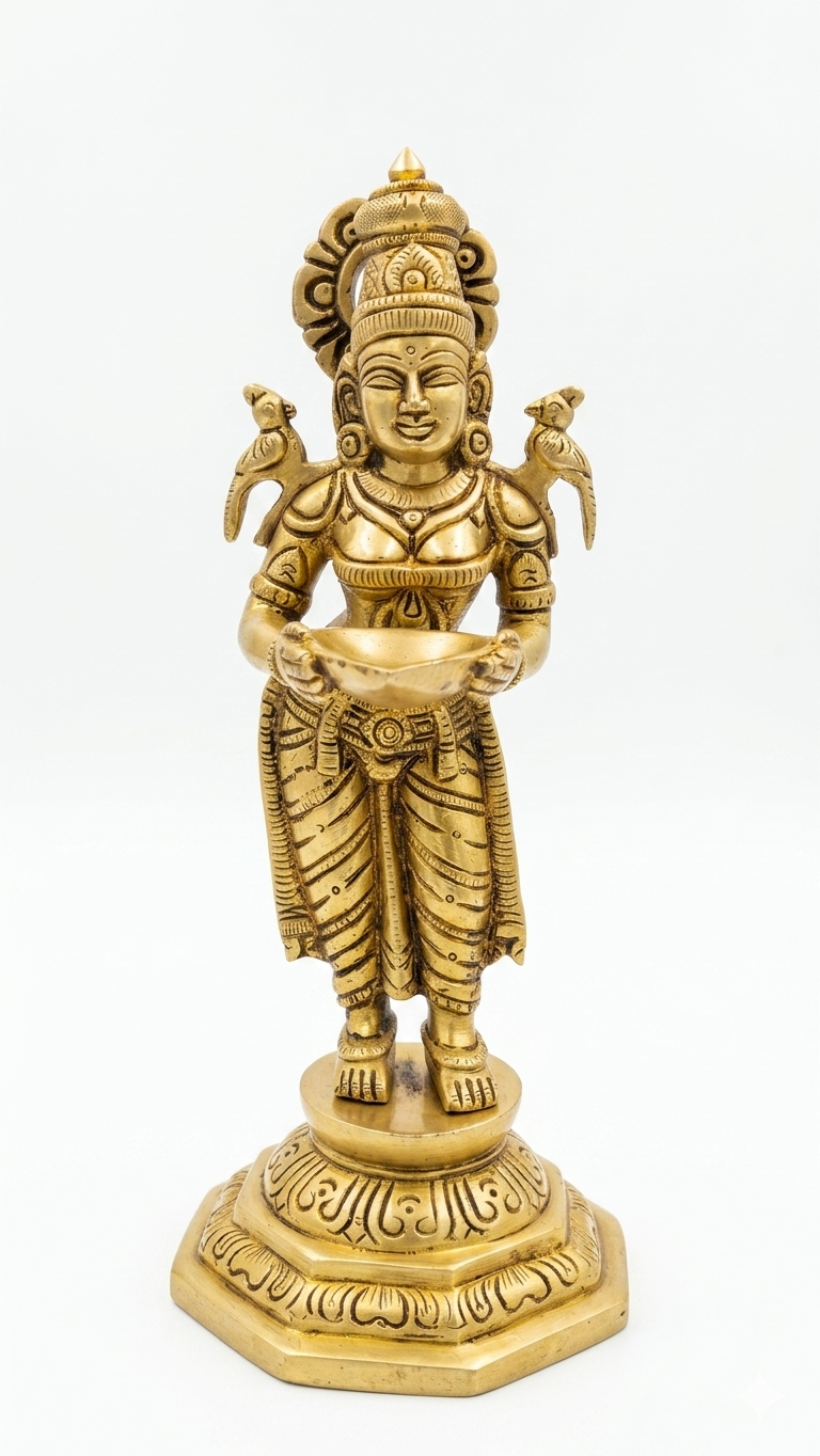 Premium Brass Deep Laxmi Pair with Diya Holder for Pooja & Decor
