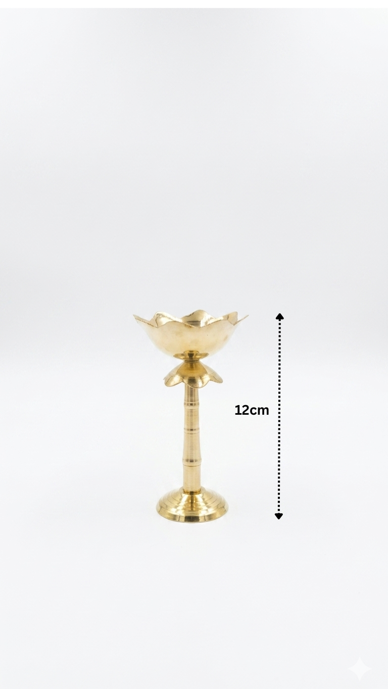 Brass Kamal Deep Stand – Lotus Design Pooja Diya Stand
