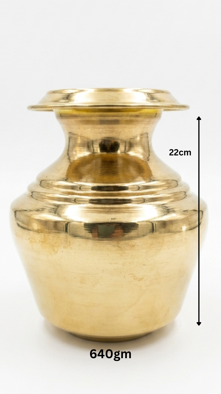 Kodam Brass Kalash (3 Sizes Available) – Traditional Pooja Kalash for Mandir & Rituals