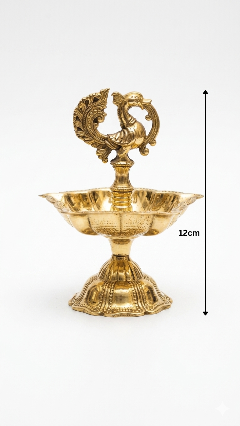 Brass Peacock Deep – Traditional Peacock Design Pooja Diya