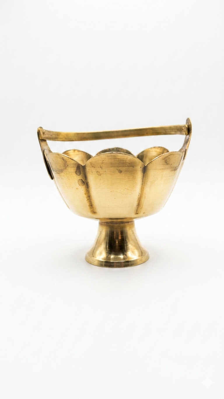 Premium Brass Flower Basket for Pooja & Home Decor – Available in Small & Medium Sizes