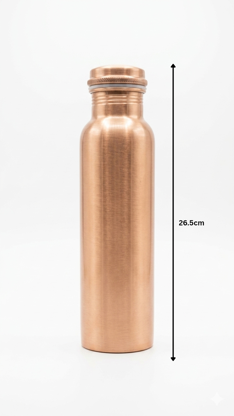 Pure Copper Water Bottle – Ayurvedic Health Bottle for Daily Use (Leak-Proof)