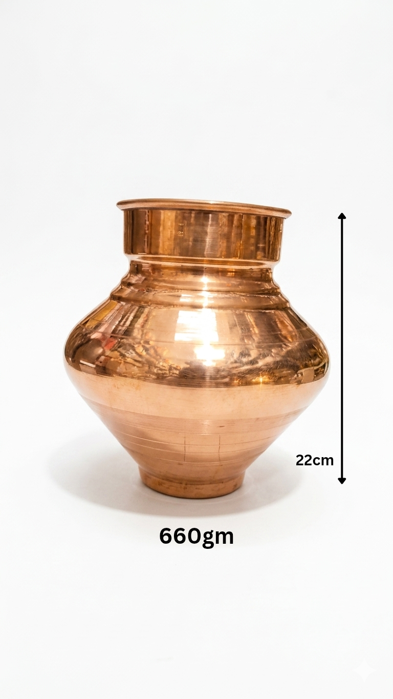 Premium Copper Kalash (4 Sizes Available) – Pure Copper Pooja Kalash for Mandir & Rituals