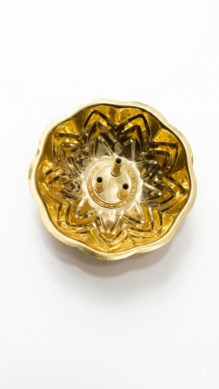 Brass Flower Agarbatti Stand (3 Hole) for Pooja & Daily Use