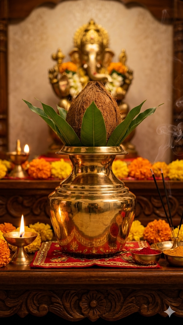 Kodam Brass Kalash (3 Sizes Available) – Traditional Pooja Kalash for Mandir & Rituals