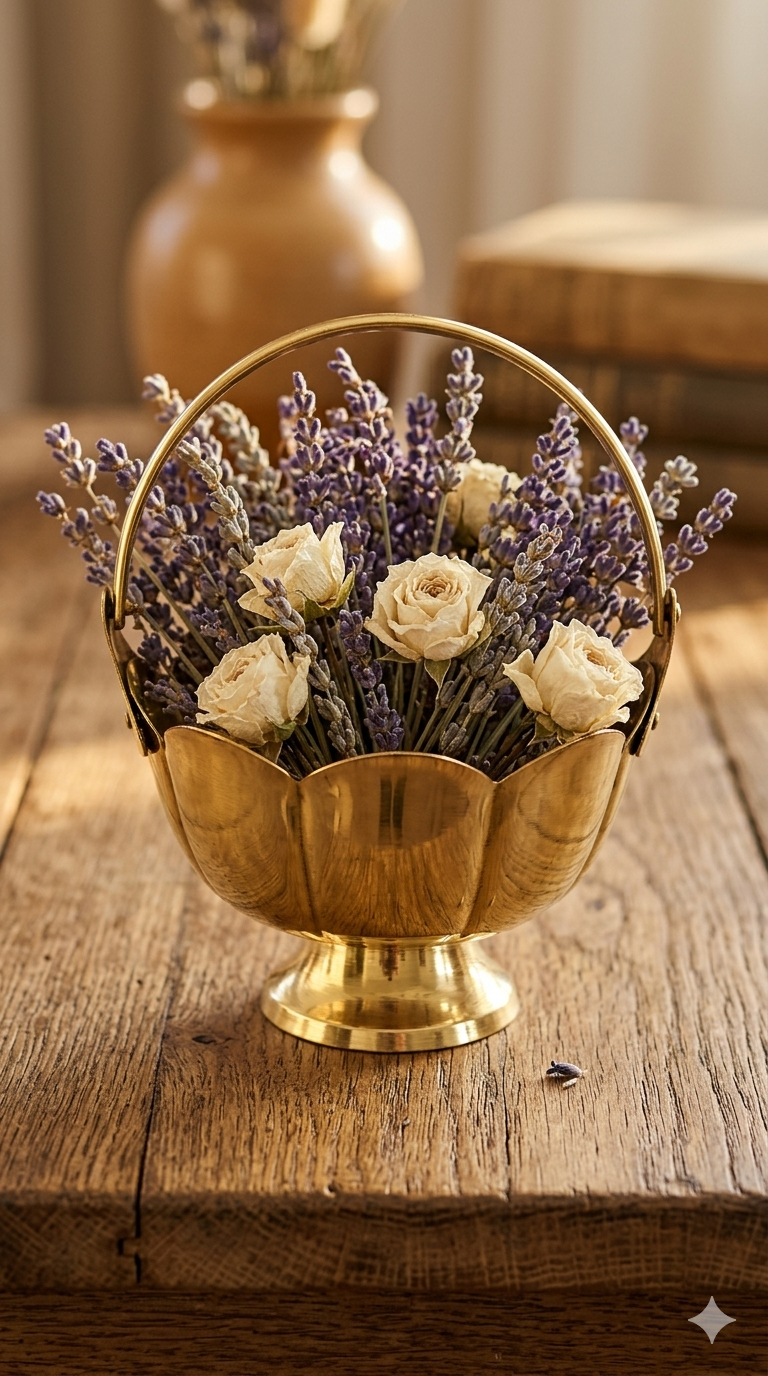 Premium Brass Flower Basket for Pooja & Home Decor – Available in Small & Medium Sizes