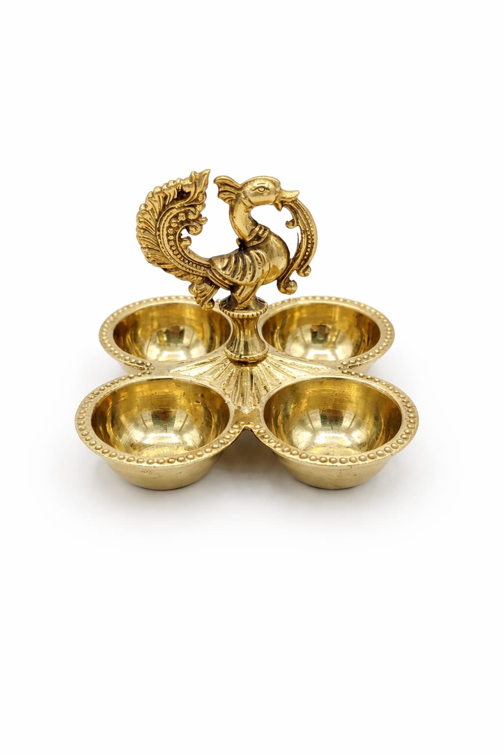 Heavy Brass Peacock Kumkum Holder | PoojaSahitya