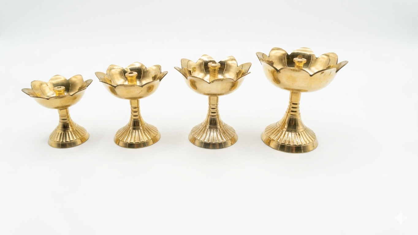 Brass Lotus Diya – Traditional Kamal Deep for Pooja & Temple Decor