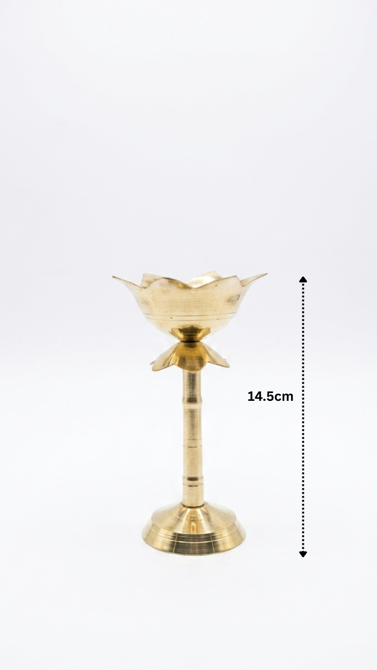 Brass Kamal Deep Stand – Lotus Design Pooja Diya Stand