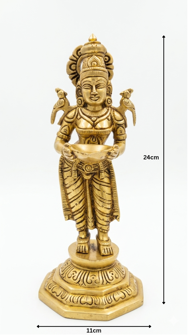 Premium Brass Deep Laxmi Pair with Diya Holder for Pooja & Decor