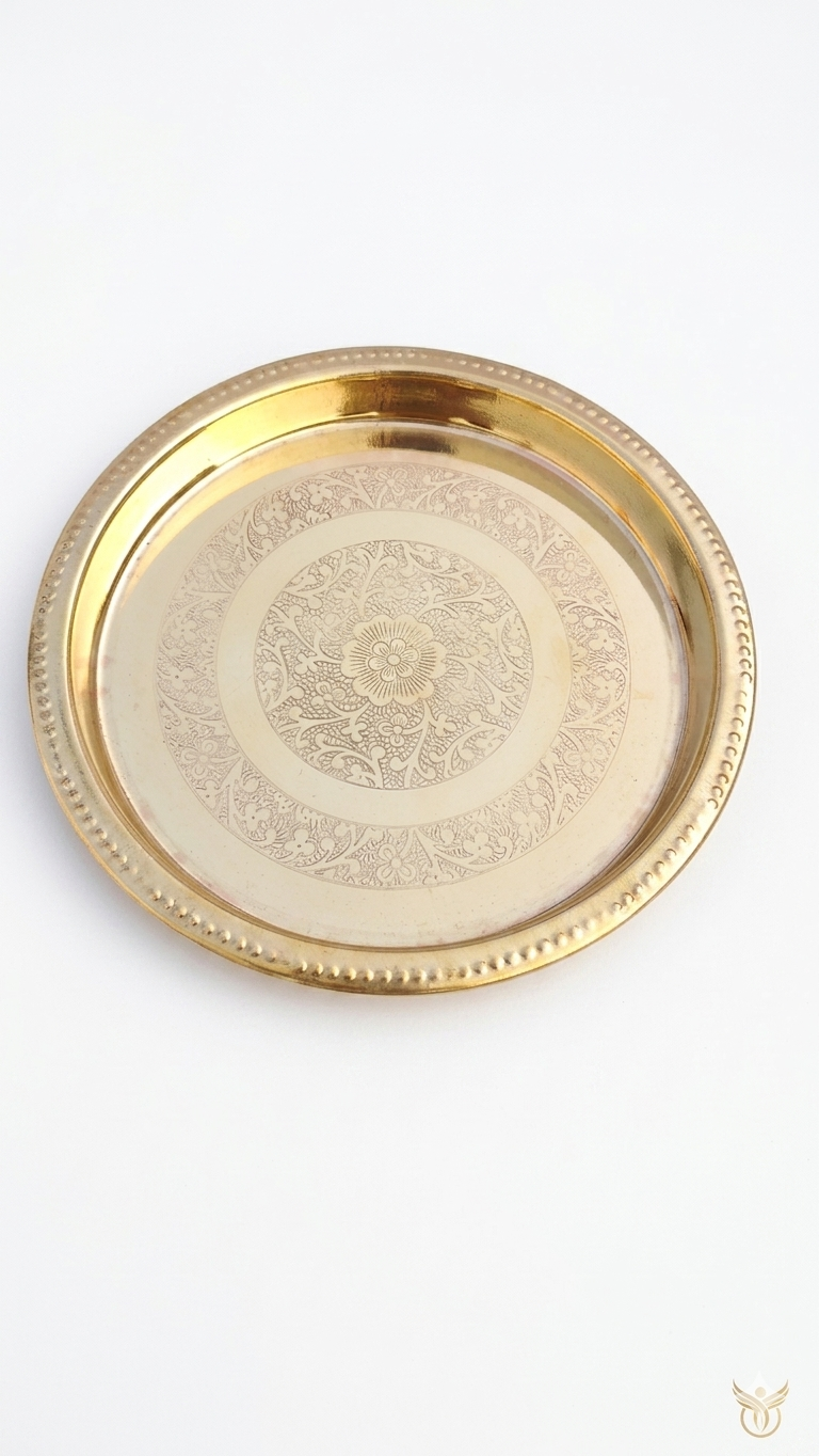 Premium Brass Pooja Thali with Elegant Floral Design – 4 Sizes Available