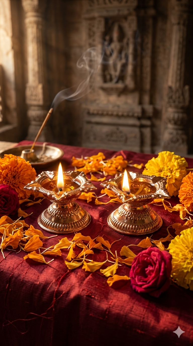 Traditional Copper Design Diya for Adhikmas | Decorative Copper Deepak