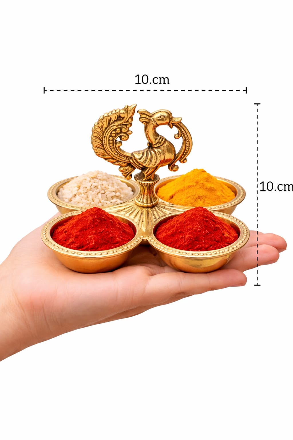 Heavy Brass Peacock Kumkum Holder | PoojaSahitya