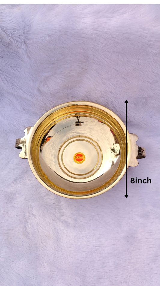 Premium Brass Decorative Urli Bowl with Handles for Water & Flower Decoration