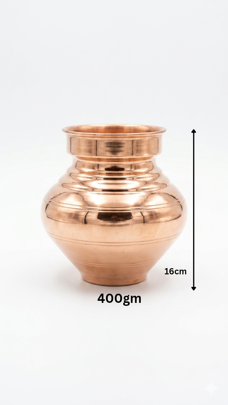 Premium Copper Kalash (4 Sizes Available) – Pure Copper Pooja Kalash for Mandir & Rituals