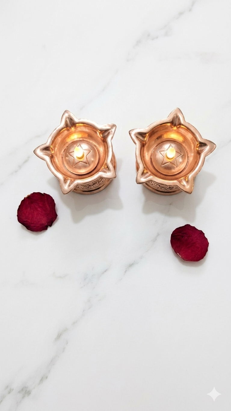 Pure Copper Adhikmas Diya for Pooja | Pack Of 12 pieces