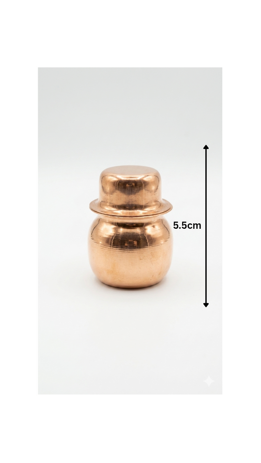 Pure Copper Jal Kalash Wati for Pooja | Small Size Copper Pot with Lid