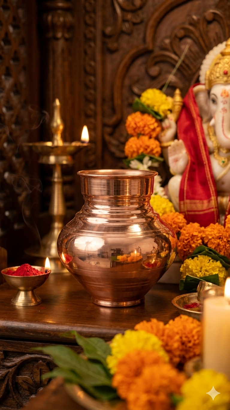 Premium Copper Kalash (4 Sizes Available) – Pure Copper Pooja Kalash for Mandir & Rituals