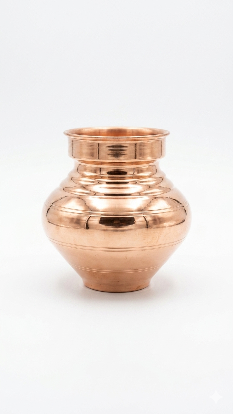 Premium Copper Kalash (4 Sizes Available) – Pure Copper Pooja Kalash for Mandir & Rituals