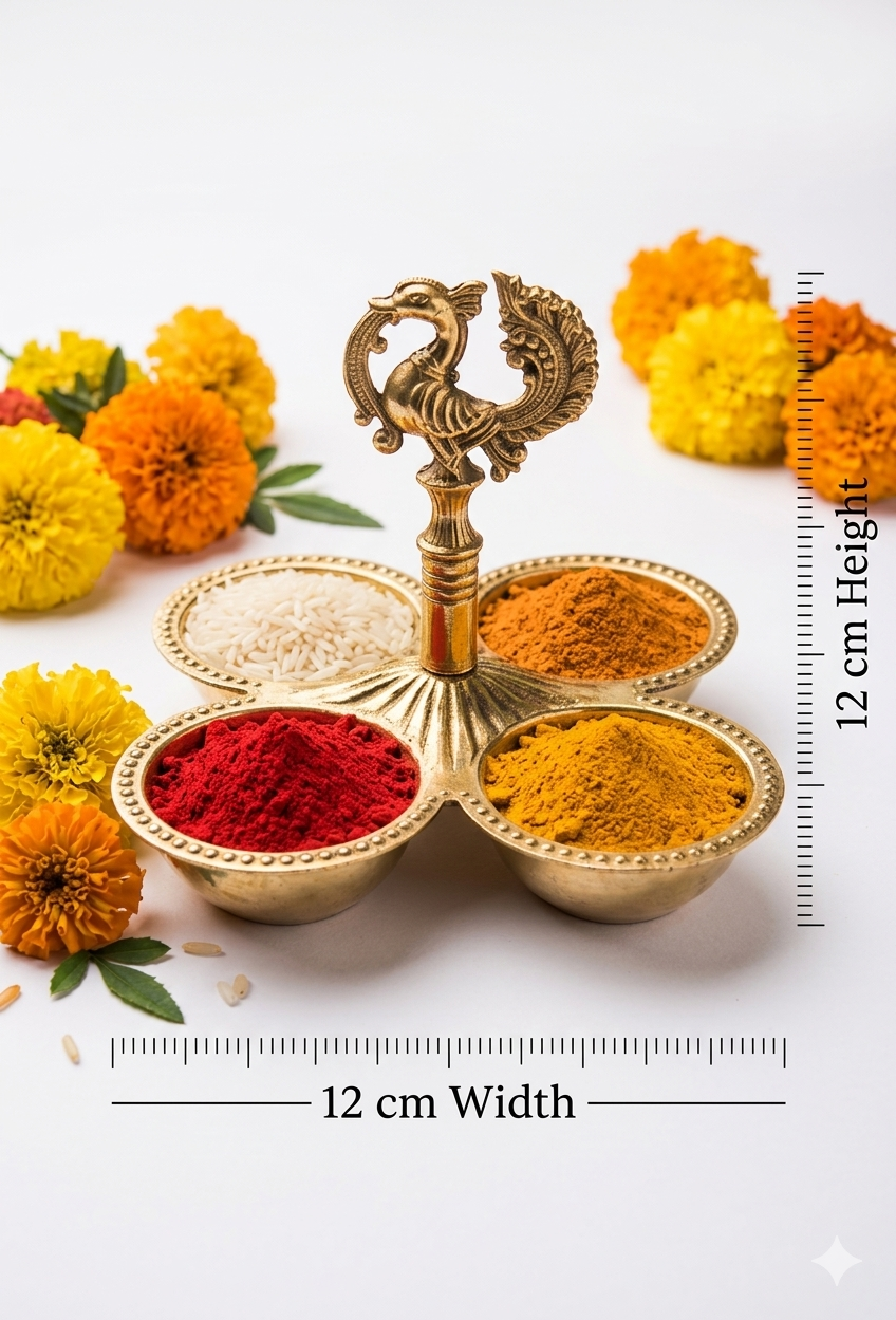 Heavy Brass Peacock Kumkum Holder | PoojaSahitya