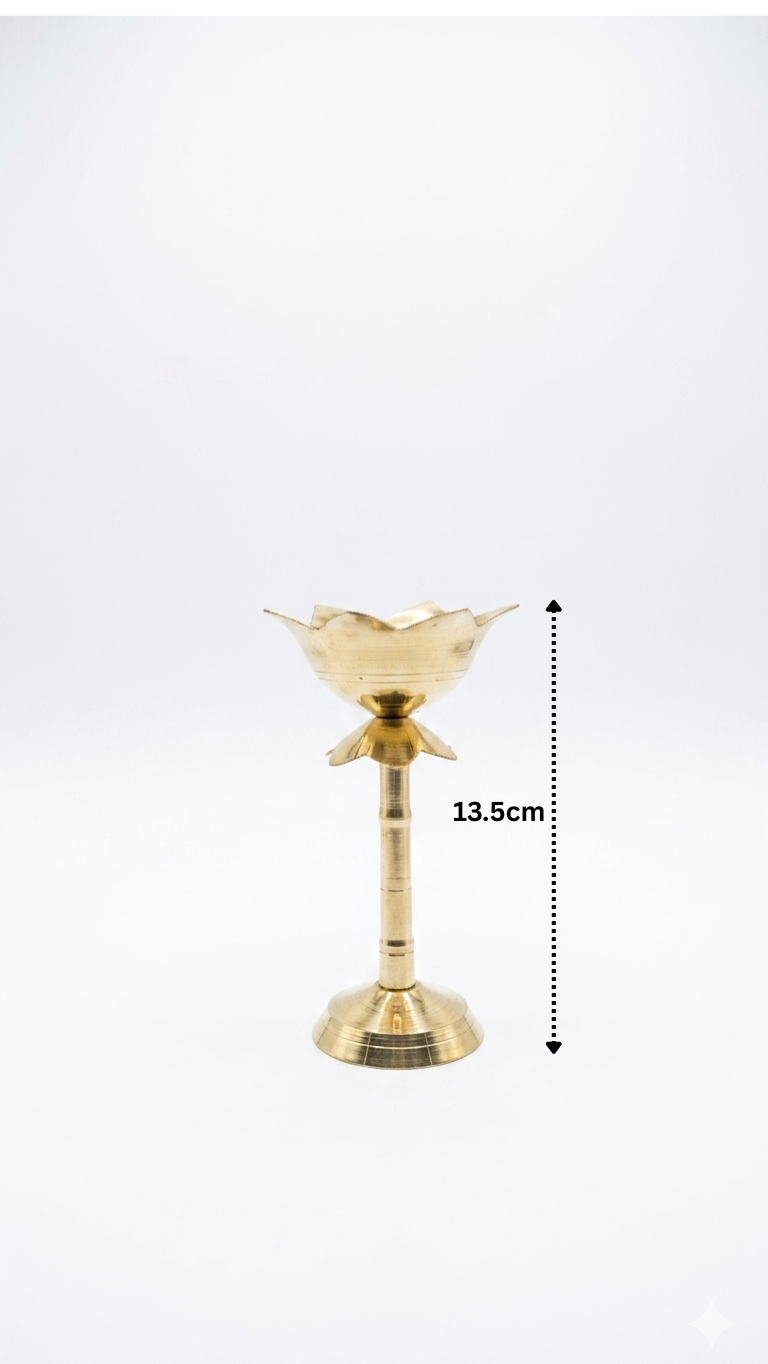 Brass Kamal Deep Stand – Lotus Design Pooja Diya Stand