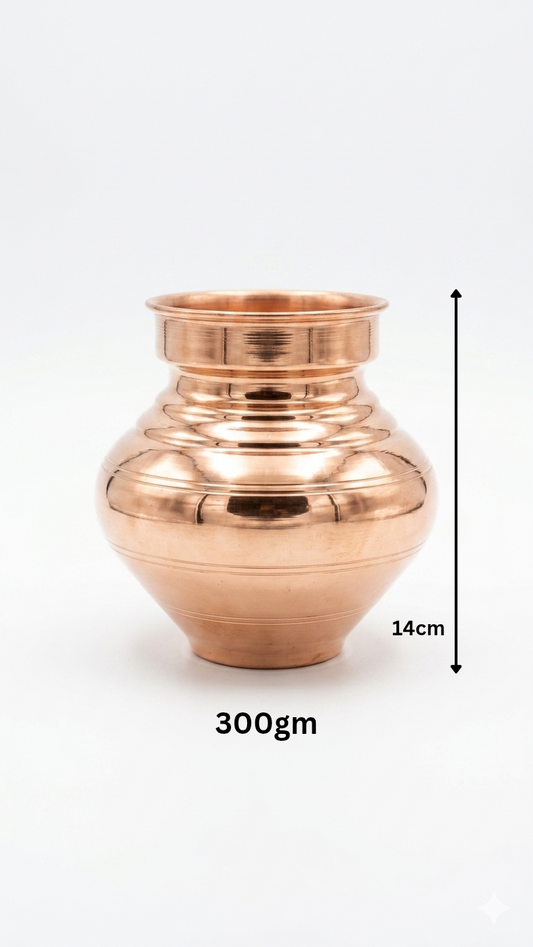 Premium Copper Kalash (4 Sizes Available) – Pure Copper Pooja Kalash for Mandir & Rituals