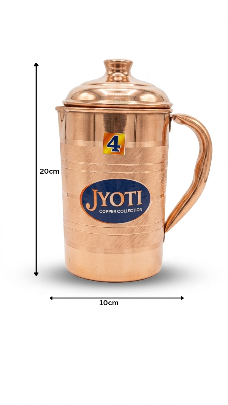 Premium Copper Water Jug Set with 6 Glasses – Pure Copper Drinkware