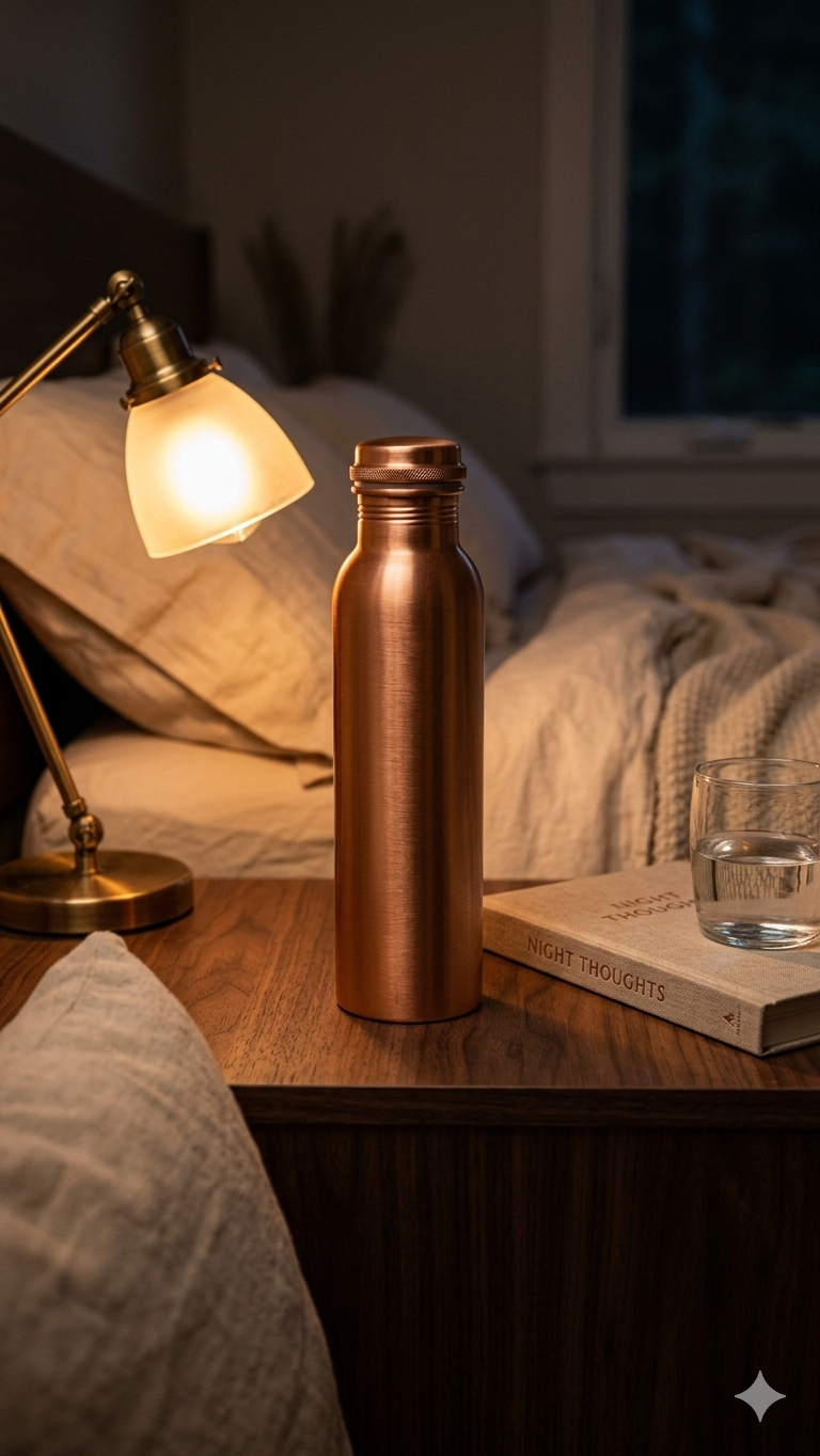 Pure Copper Water Bottle – Ayurvedic Health Bottle for Daily Use (Leak-Proof)