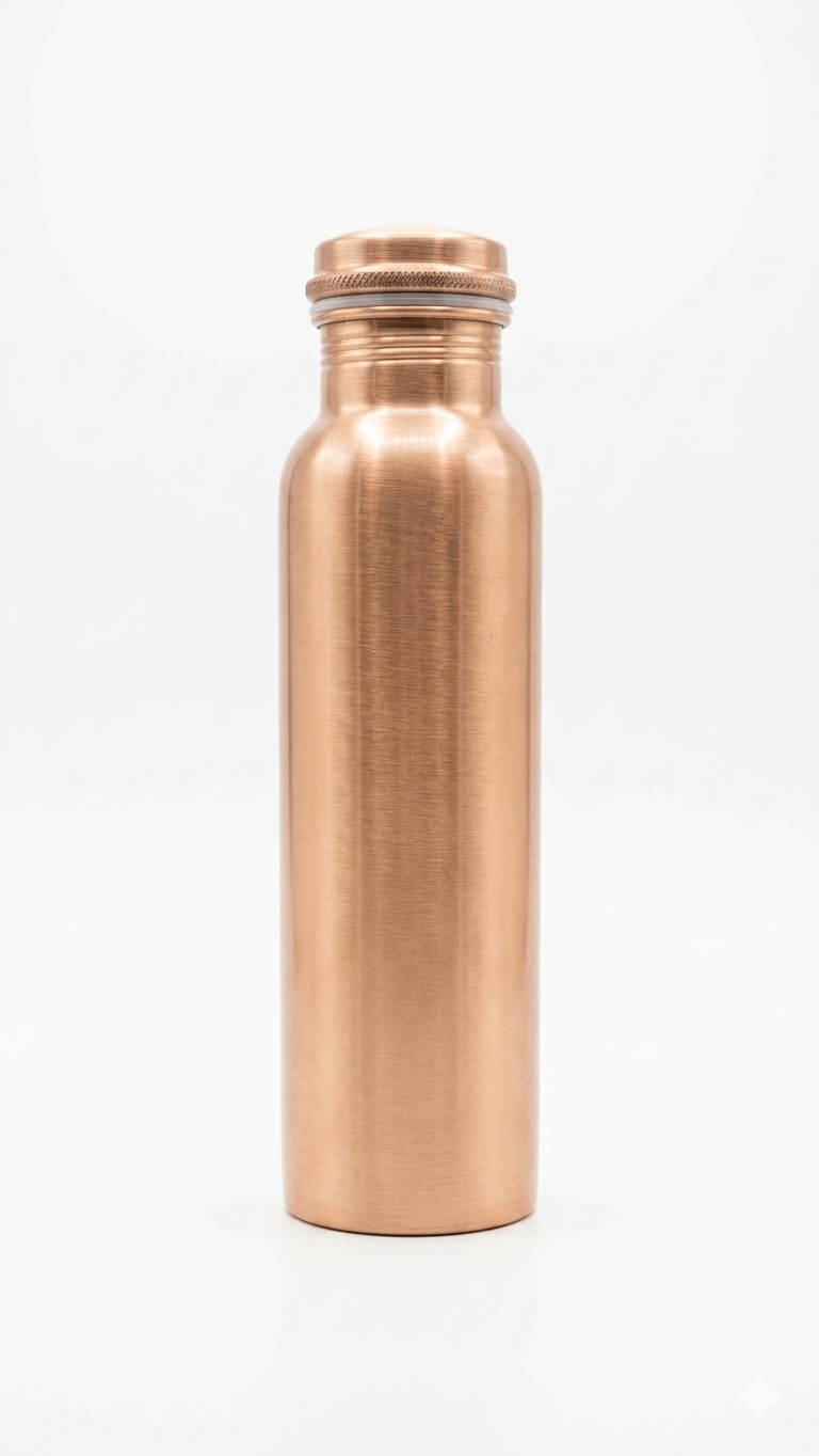 Pure Copper Water Bottle – Ayurvedic Health Bottle for Daily Use (Leak-Proof)