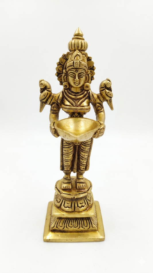 Heavy Brass Deep Laxmi Pair (Small Size) – 1.6 kg for Pooja & Decor.