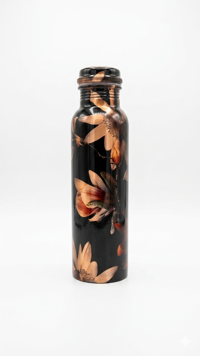 Designer Copper Water Bottle – Printed Coated Copper Bottle for Stylish Daily Use