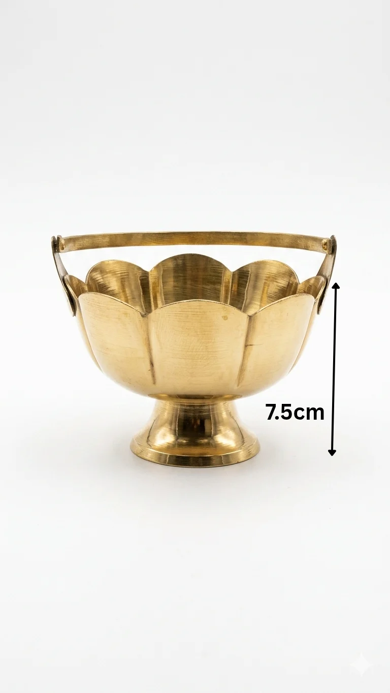 Premium Brass Flower Basket for Pooja & Home Decor – Available in Small & Medium Sizes