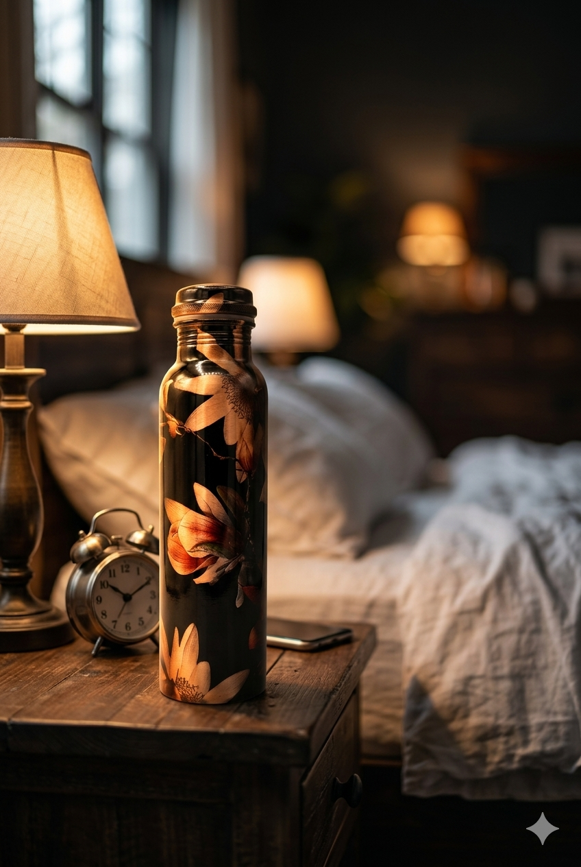 Designer Copper Water Bottle – Printed Coated Copper Bottle for Stylish Daily Use