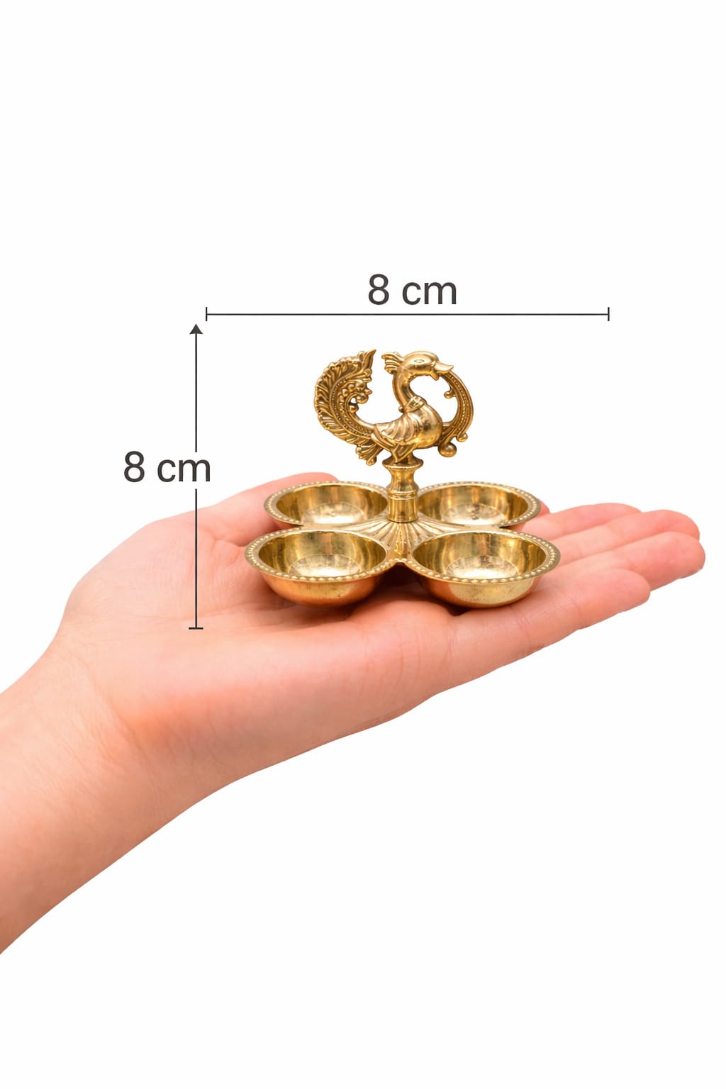 Heavy Brass Peacock Kumkum Holder | PoojaSahitya