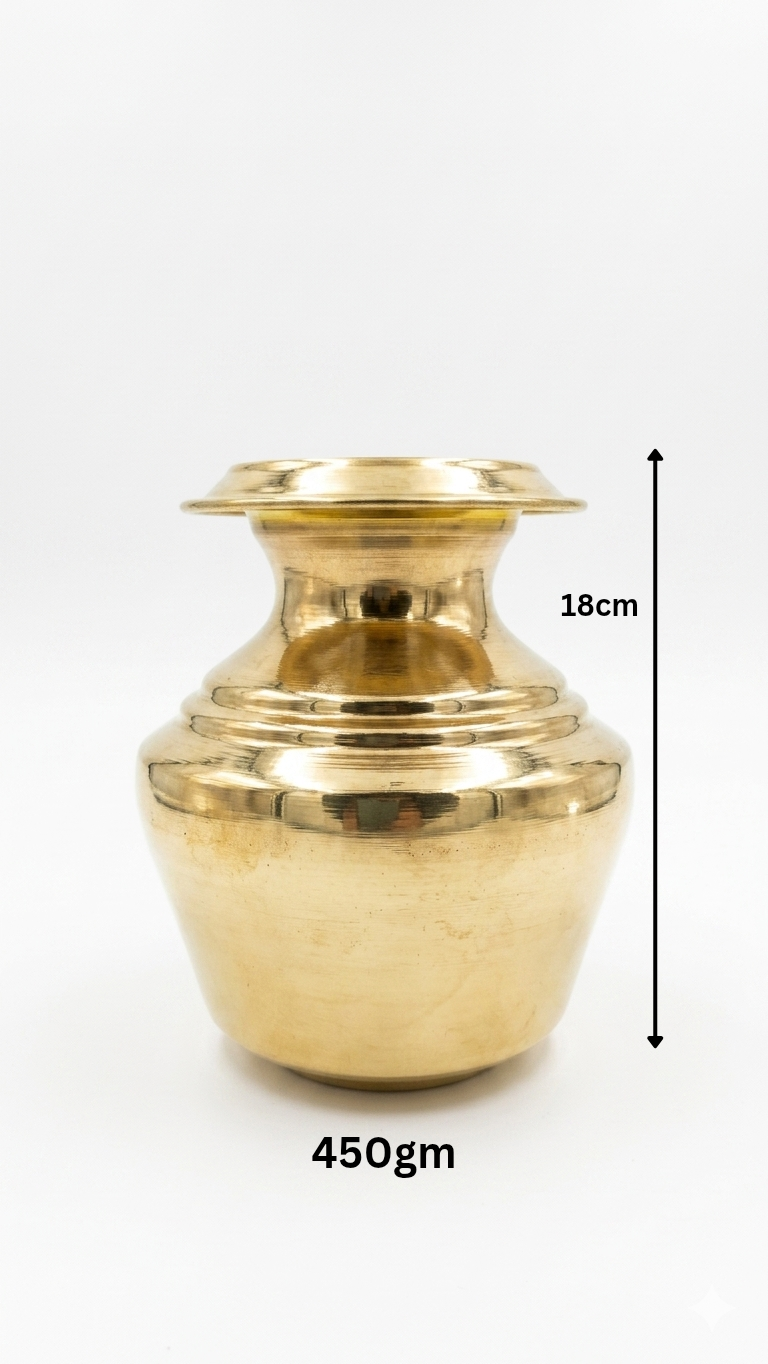 Kodam Brass Kalash (3 Sizes Available) – Traditional Pooja Kalash for Mandir & Rituals