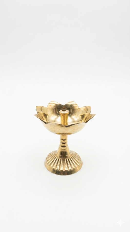Brass Lotus Diya – Traditional Kamal Deep for Pooja & Temple Decor
