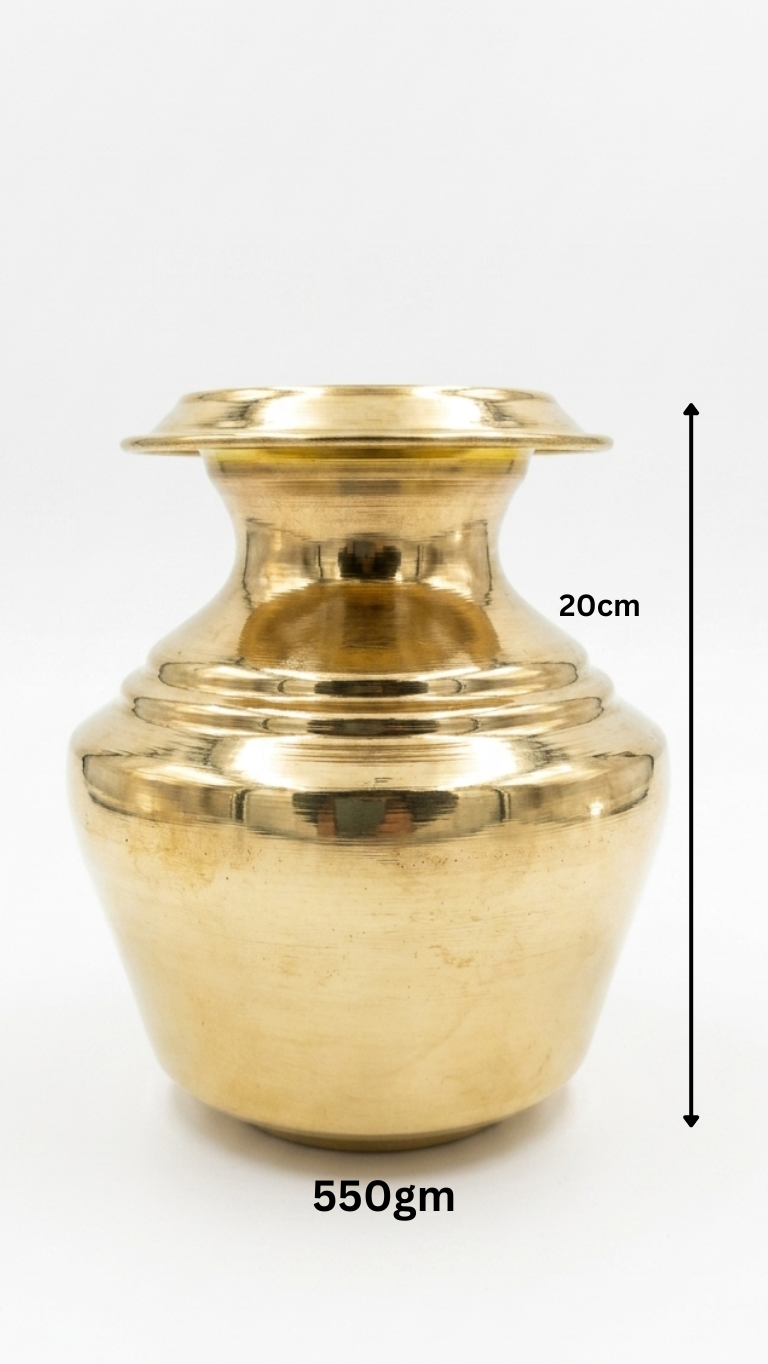 Kodam Brass Kalash (3 Sizes Available) – Traditional Pooja Kalash for Mandir & Rituals