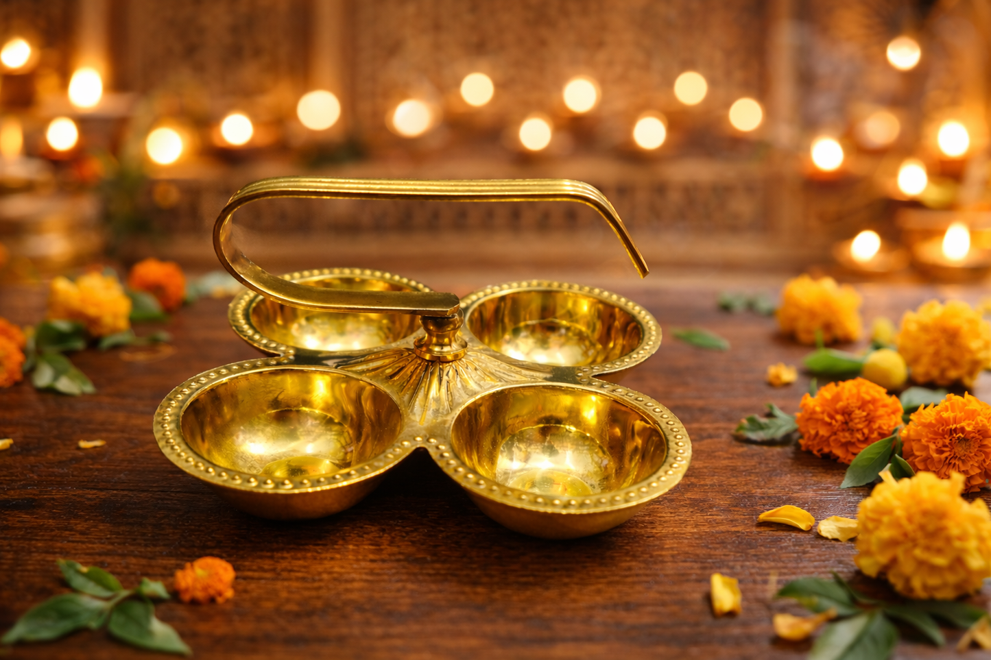 Heavy Brass Kumkum Holder 12 cm Online | PoojaSahitya
