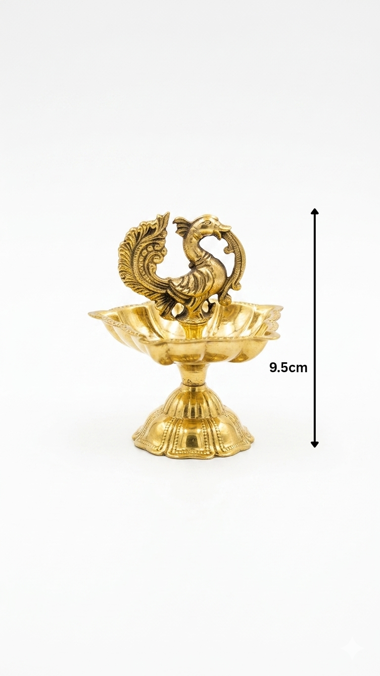 Brass Peacock Deep – Traditional Peacock Design Pooja Diya
