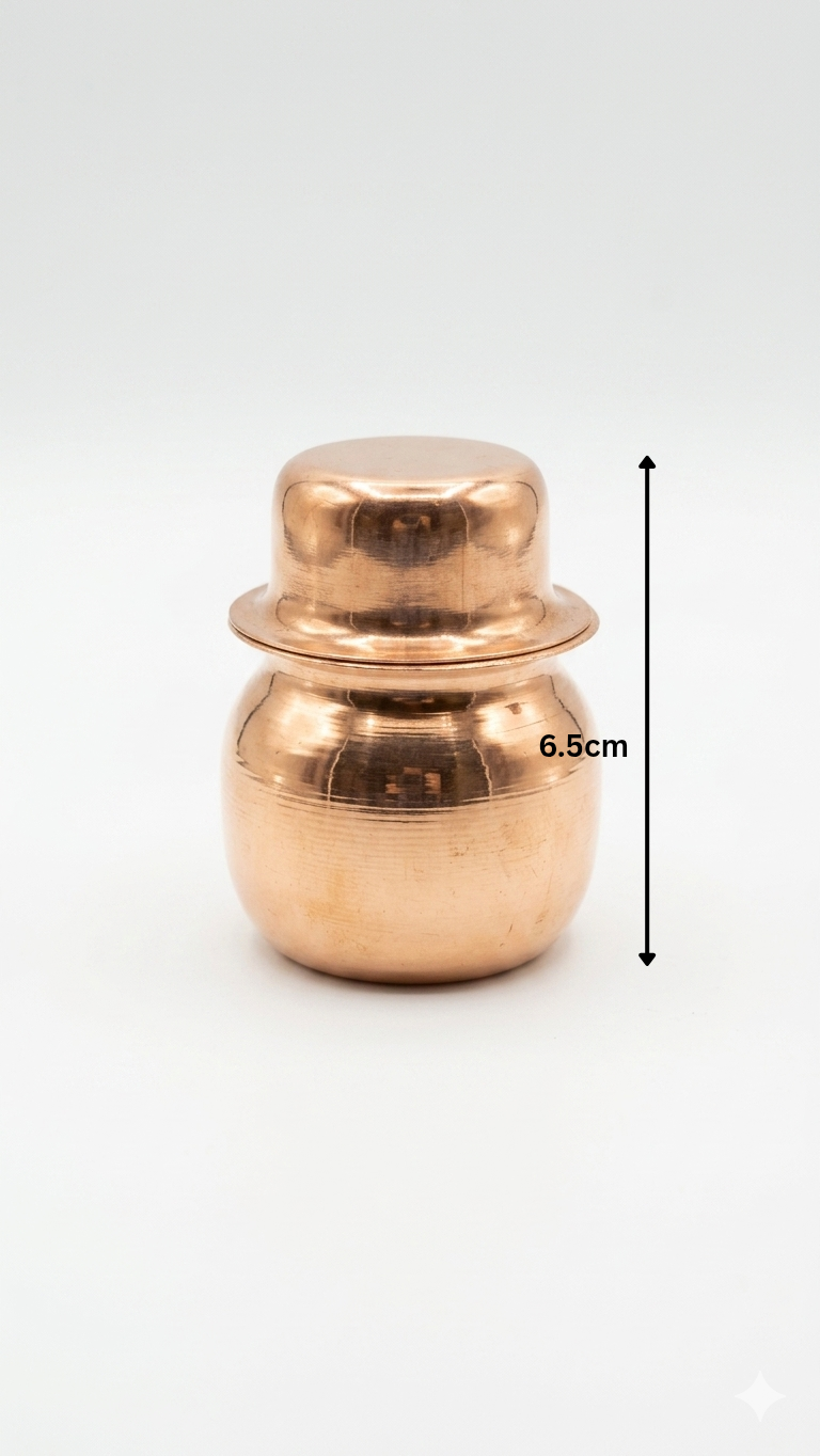 Pure Copper Jal Kalash Wati for Pooja | Small Size Copper Pot with Lid
