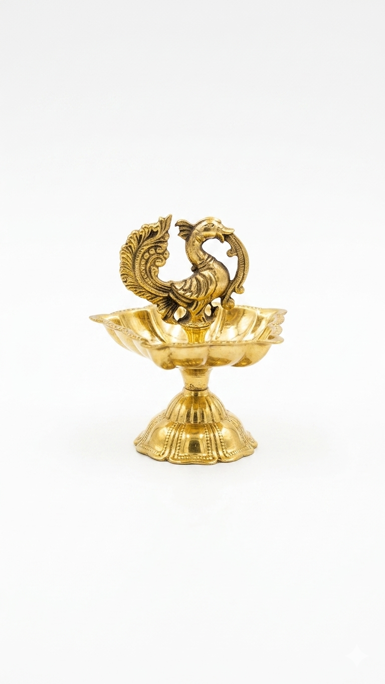 Brass Peacock Deep – Traditional Peacock Design Pooja Diya