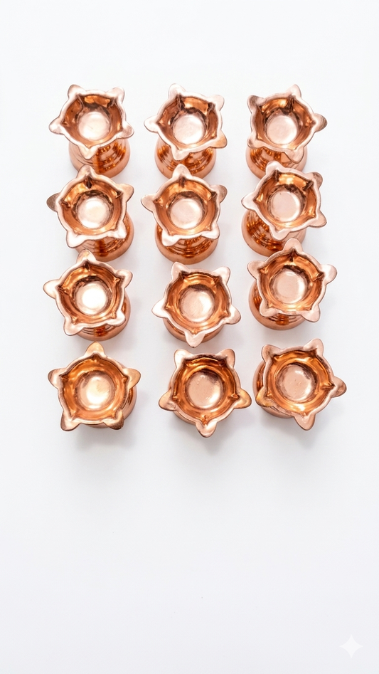 Pure Copper Adhikmas Diya for Pooja | Pack Of 12 pieces