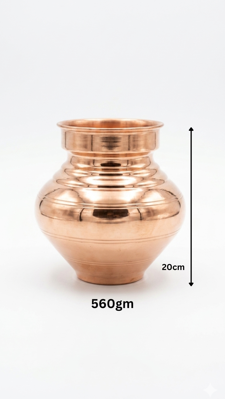 Premium Copper Kalash (4 Sizes Available) – Pure Copper Pooja Kalash for Mandir & Rituals
