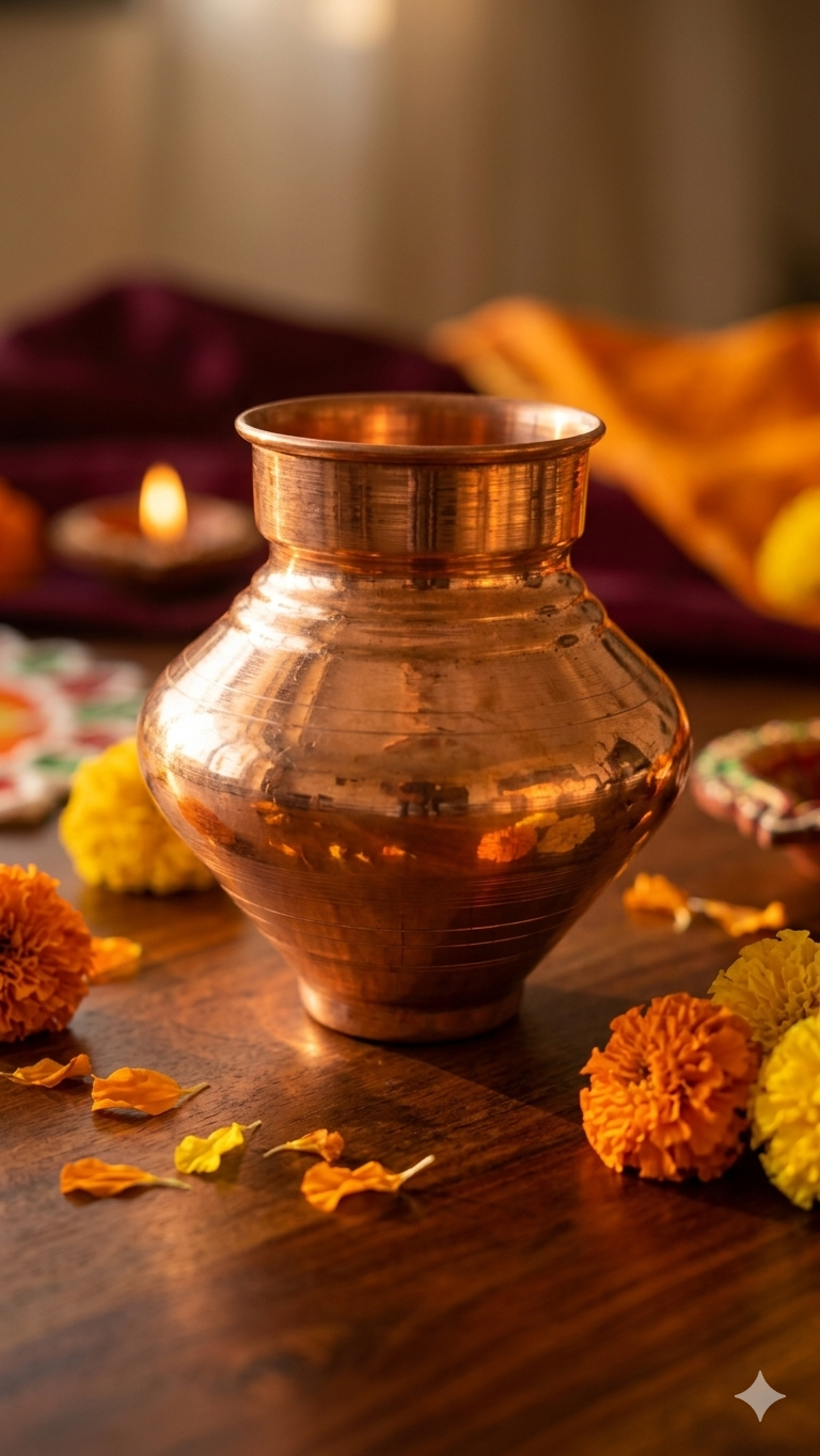 Premium Copper Kalash (4 Sizes Available) – Pure Copper Pooja Kalash for Mandir & Rituals