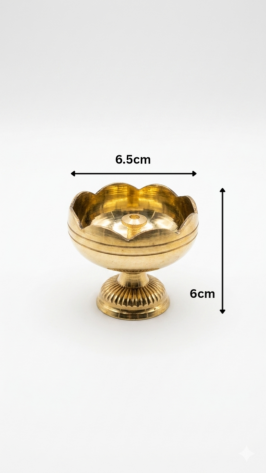 Large Brass Flower Diya (6.5 cm) for Pooja & Festive Decor