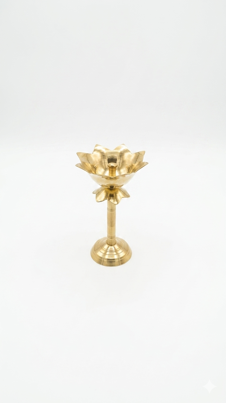 Brass Kamal Deep Stand – Lotus Design Pooja Diya Stand